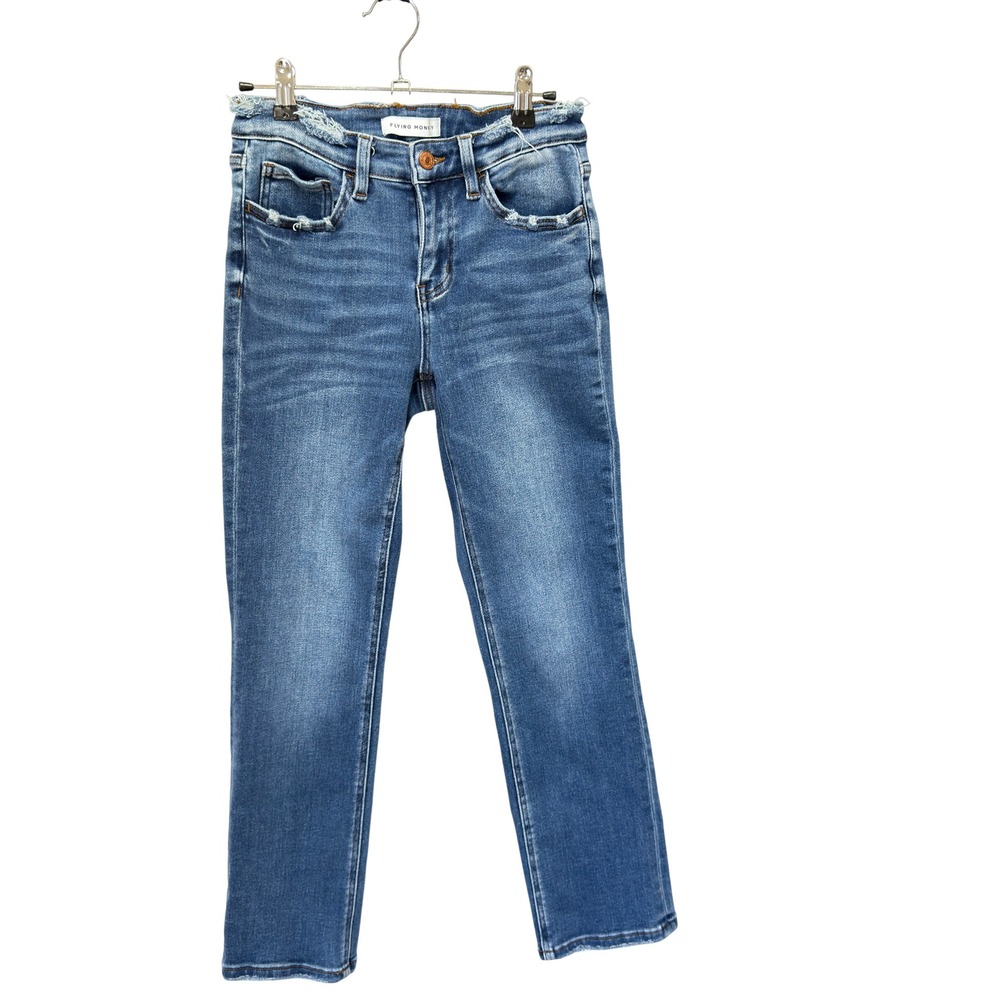 Flying Monkey Straight Leg Jeans Womens 26 Blue Distressed straight med wash